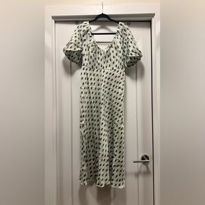 Banana Republic Cream Midi Dress with Black Pattern
